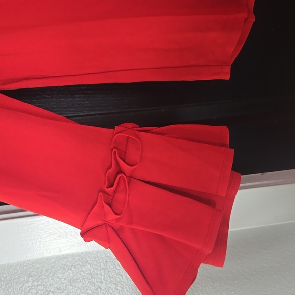 IMNYC Red Orange Bell Sleeve Blouse Size Large - Picture 3 of 9